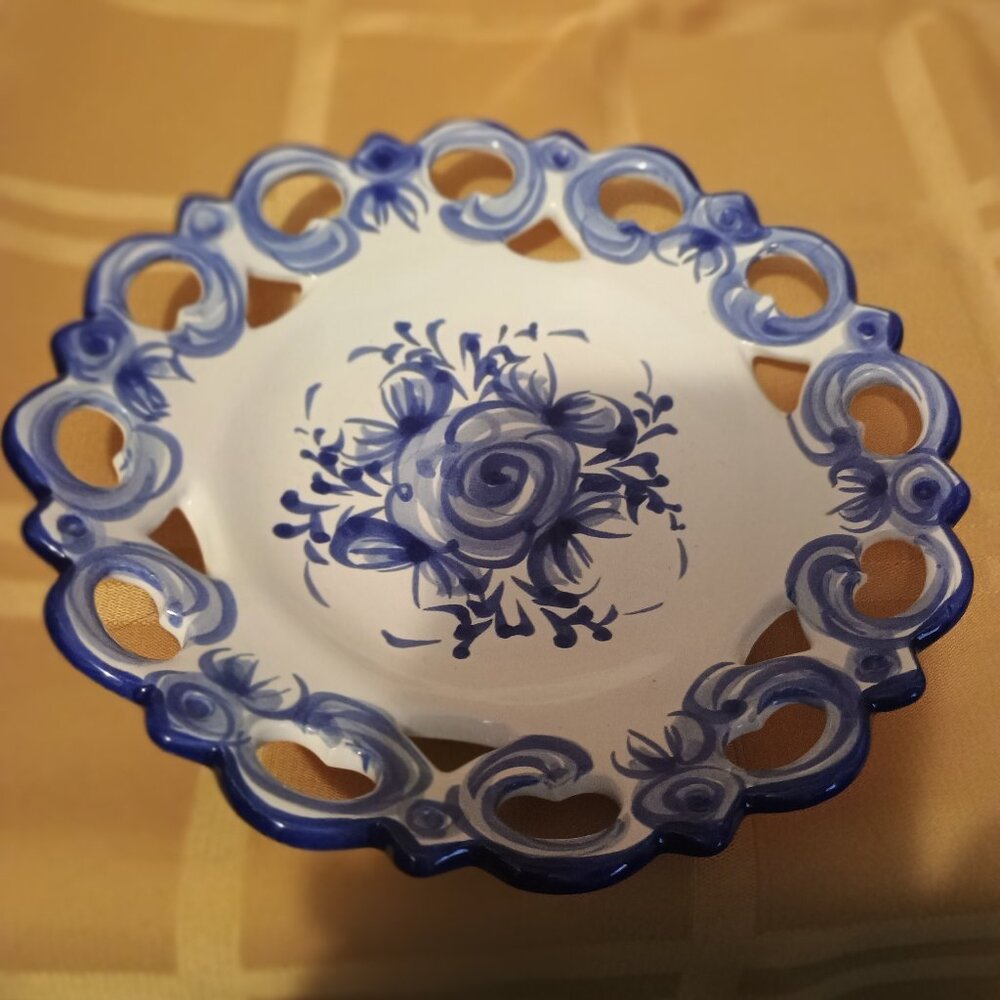 Vintage Portuguese blue and white ceramic decorative Plate